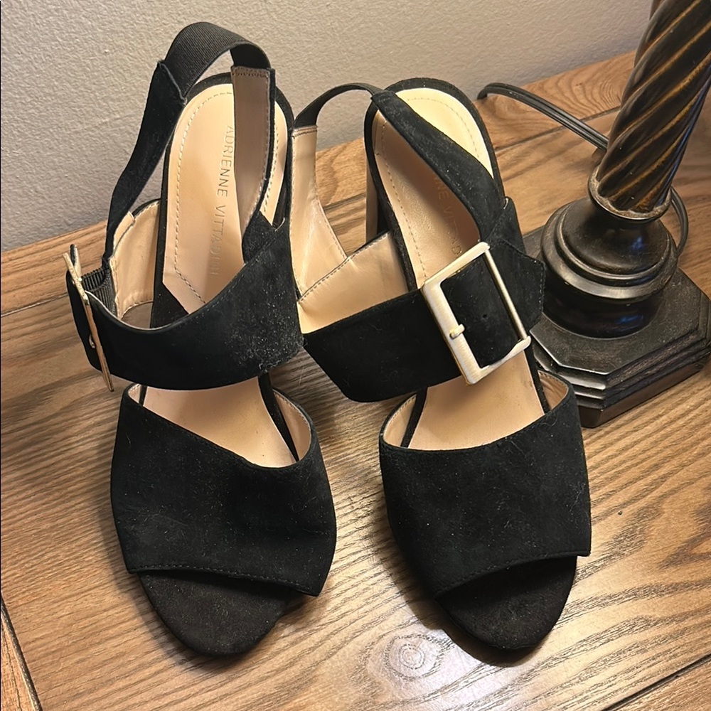 Adrienne Vittadini Black Heels with Chunky Heel
